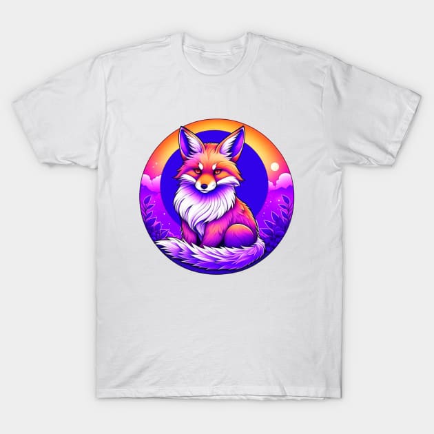 Purple Kitsune Fox T-Shirt by Uniman